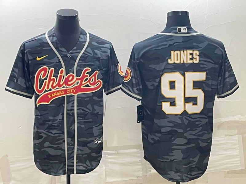 Men's Kansas City Chiefs Chris Jones #95 Grey Camouflage Jersey Joint Edition